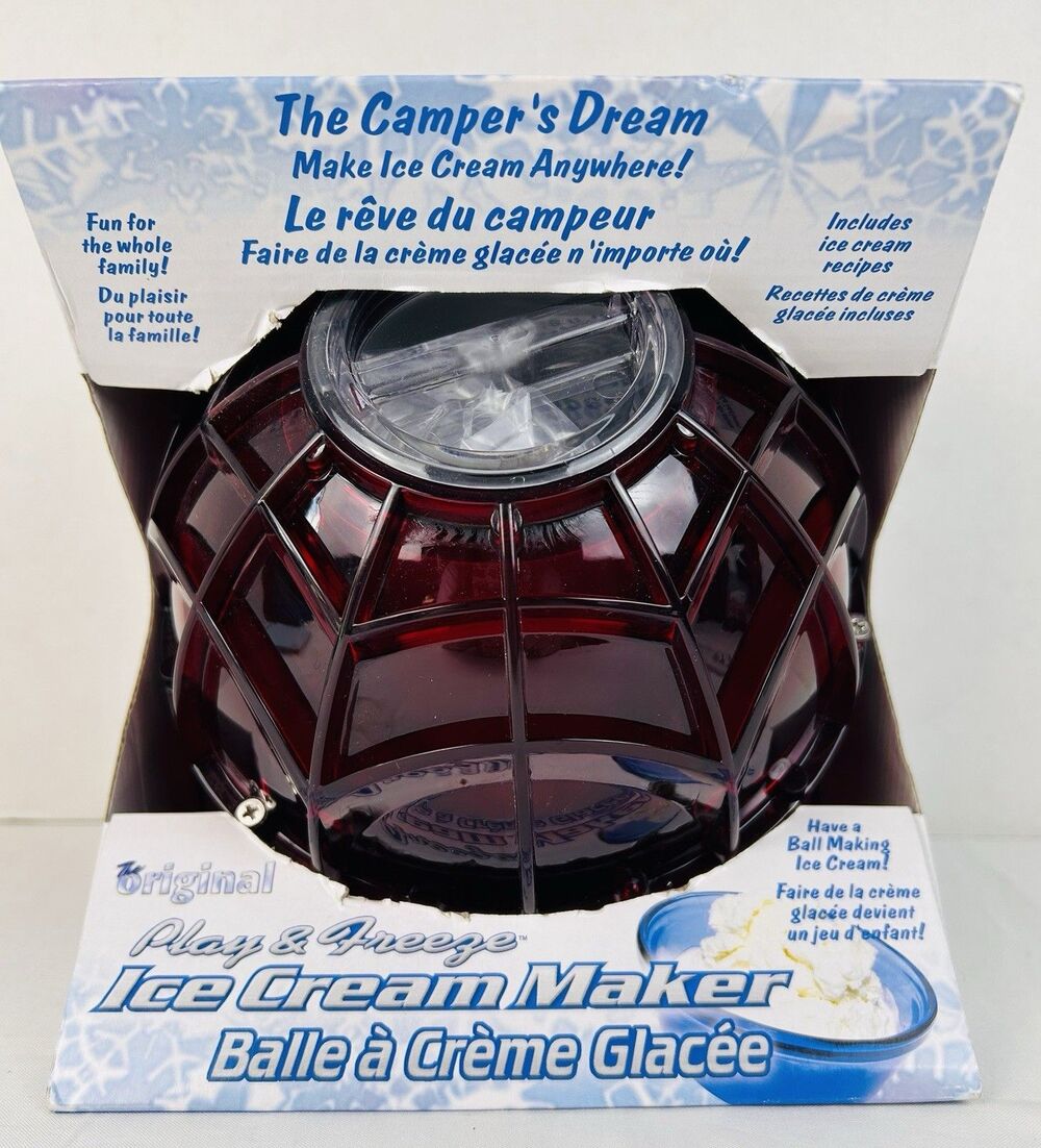 Original Play & Freeze Ice Cream Maker Ball Rolling Camping Play Red Pint NOS